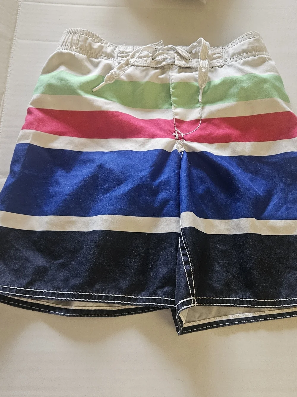Old Navy Boys' Striped Swim Shorts in White, Green, Pink, Blue & Navy